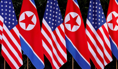 US and North Korean national flags
